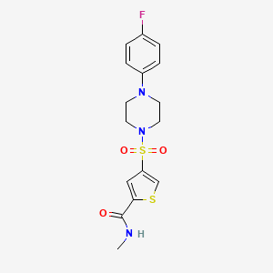 molecular formula C16H18FN3O3S2 B5535602 4-{[4-(4-fluorophenyl)-1-piperazinyl]sulfonyl}-N-methyl-2-thiophenecarboxamide 