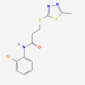 molecular formula C12H12BrN3OS2 B5535609 N-(2-bromophenyl)-3-[(5-methyl-1,3,4-thiadiazol-2-yl)thio]propanamide 