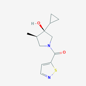 molecular formula C12H16N2O2S B5535628 (3R*,4R*)-3-cyclopropyl-1-(isothiazol-5-ylcarbonyl)-4-methylpyrrolidin-3-ol 