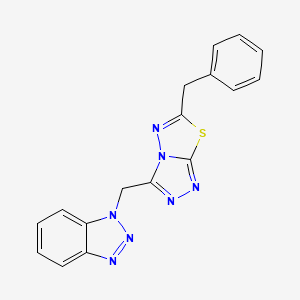 molecular formula C17H13N7S B5535630 1-[(6-benzyl[1,2,4]triazolo[3,4-b][1,3,4]thiadiazol-3-yl)methyl]-1H-1,2,3-benzotriazole 