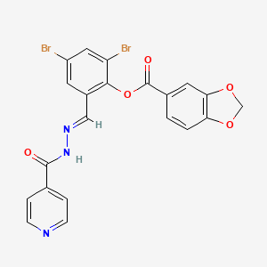 molecular formula C21H13Br2N3O5 B5535656 2,4-二溴-6-(2-异烟酰碳酰肼酰)苯基 1,3-苯并二氧杂环-5-羧酸酯 