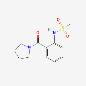 molecular formula C12H16N2O3S B5535659 N-[2-(1-pyrrolidinylcarbonyl)phenyl]methanesulfonamide 
