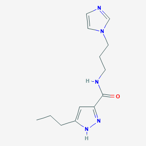 molecular formula C13H19N5O B5535661 N-[3-(1H-imidazol-1-yl)propyl]-3-propyl-1H-pyrazole-5-carboxamide 