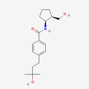 molecular formula C18H27NO3 B5535668 4-(3-hydroxy-3-methylbutyl)-N-[(1S*,2R*)-2-(hydroxymethyl)cyclopentyl]benzamide 