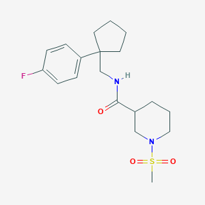 molecular formula C19H27FN2O3S B5535682 N-{[1-(4-fluorophenyl)cyclopentyl]methyl}-1-(methylsulfonyl)-3-piperidinecarboxamide 