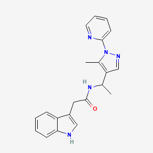 molecular formula C21H21N5O B5535683 2-(1H-indol-3-yl)-N-[1-(5-methyl-1-pyridin-2-yl-1H-pyrazol-4-yl)ethyl]acetamide 