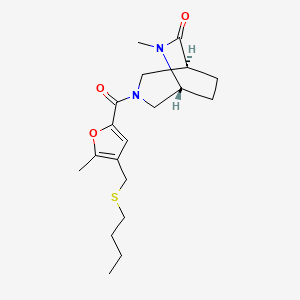 molecular formula C19H28N2O3S B5535691 (1S*,5R*)-3-{4-[(butylthio)methyl]-5-methyl-2-furoyl}-6-methyl-3,6-diazabicyclo[3.2.2]nonan-7-one 