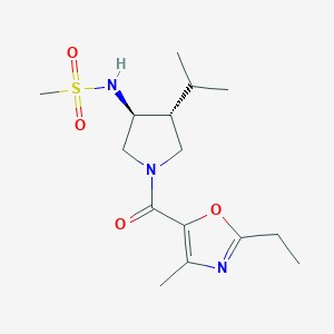 N-{(3S*,4R*)-1-[(2-ethyl-4-methyl-1,3-oxazol-5-yl)carbonyl]-4-isopropyl-3-pyrrolidinyl}methanesulfonamide