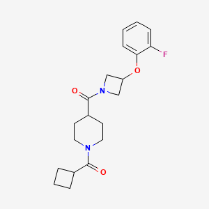 molecular formula C20H25FN2O3 B5535715 1-(cyclobutylcarbonyl)-4-{[3-(2-fluorophenoxy)-1-azetidinyl]carbonyl}piperidine 