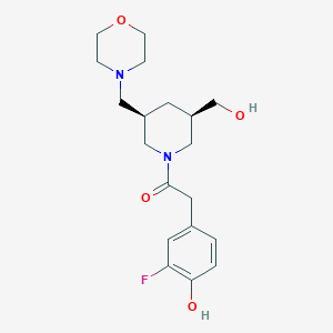 molecular formula C19H27FN2O4 B5535756 2-fluoro-4-{2-[(3R*,5R*)-3-(hydroxymethyl)-5-(morpholin-4-ylmethyl)piperidin-1-yl]-2-oxoethyl}phenol 
