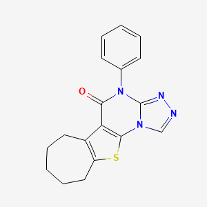 molecular formula C18H16N4OS B5535762 4-phenyl-7,8,9,10-tetrahydro-6H-cyclohepta[4,5]thieno[3,2-e][1,2,4]triazolo[4,3-a]pyrimidin-5(4H)-one CAS No. 6032-72-0