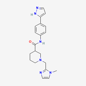 molecular formula C20H24N6O B5535779 1-[(1-methyl-1H-imidazol-2-yl)methyl]-N-[4-(1H-pyrazol-5-yl)phenyl]piperidine-3-carboxamide 