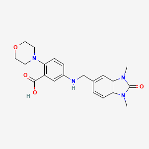 molecular formula C21H24N4O4 B5535813 5-{[(1,3-dimethyl-2-oxo-2,3-dihydro-1H-benzimidazol-5-yl)methyl]amino}-2-(4-morpholinyl)benzoic acid 