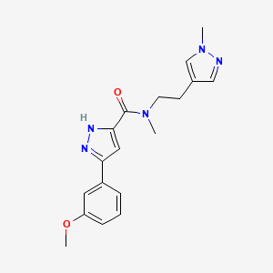 molecular formula C18H21N5O2 B5535825 3-(3-甲氧基苯基)-N-甲基-N-[2-(1-甲基-1H-吡唑-4-基)乙基]-1H-吡唑-5-甲酰胺 
