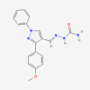 molecular formula C18H17N5O2 B5535844 3-(4-methoxyphenyl)-1-phenyl-1H-pyrazole-4-carbaldehyde semicarbazone 