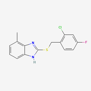 molecular formula C15H12ClFN2S B5535903 2-[(2-chloro-4-fluorobenzyl)thio]-4-methyl-1H-benzimidazole 