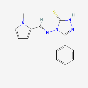 molecular formula C15H15N5S B5535905 5-(4-methylphenyl)-4-{[(1-methyl-1H-pyrrol-2-yl)methylene]amino}-4H-1,2,4-triazole-3-thiol 