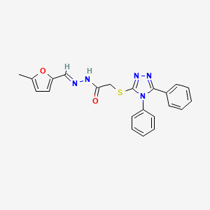 molecular formula C22H19N5O2S B5535932 2-[(4,5-diphenyl-4H-1,2,4-triazol-3-yl)thio]-N'-[(5-methyl-2-furyl)methylene]acetohydrazide 