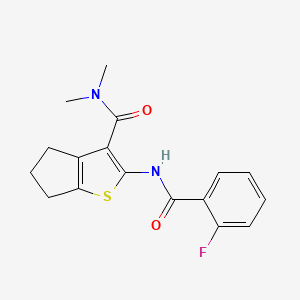 molecular formula C17H17FN2O2S B5535962 2-[(2-fluorobenzoyl)amino]-N,N-dimethyl-5,6-dihydro-4H-cyclopenta[b]thiophene-3-carboxamide 