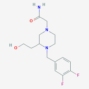 molecular formula C15H21F2N3O2 B5535988 2-[4-(3,4-difluorobenzyl)-3-(2-hydroxyethyl)-1-piperazinyl]acetamide 