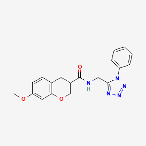 molecular formula C19H19N5O3 B5535998 7-methoxy-N-[(1-phenyl-1H-tetrazol-5-yl)methyl]chromane-3-carboxamide 
