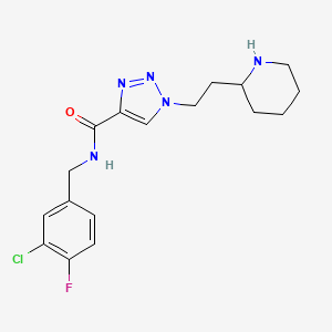 molecular formula C17H21ClFN5O B5536024 N-(3-氯-4-氟苄基)-1-(2-哌啶-2-基乙基)-1H-1,2,3-三唑-4-甲酰胺 