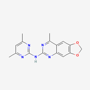 molecular formula C16H15N5O2 B5536031 N-(4,6-dimethyl-2-pyrimidinyl)-8-methyl[1,3]dioxolo[4,5-g]quinazolin-6-amine 