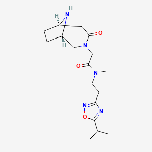 molecular formula C17H27N5O3 B5536036 N-[2-(5-isopropyl-1,2,4-oxadiazol-3-yl)ethyl]-N-methyl-2-[rel-(1S,6R)-4-oxo-3,9-diazabicyclo[4.2.1]non-3-yl]acetamide hydrochloride 
