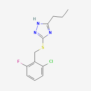 molecular formula C12H13ClFN3S B5536041 5-[(2-氯-6-氟苄基)硫]-3-丙基-1H-1,2,4-三唑 
