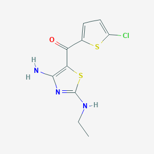molecular formula C10H10ClN3OS2 B5536064 [4-氨基-2-(乙氨基)-1,3-噻唑-5-基](5-氯-2-噻吩基)甲酮 
