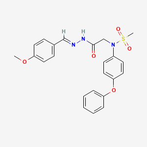 molecular formula C23H23N3O5S B5536088 N-{2-[2-(4-甲氧基亚苄基)肼基]-2-氧代乙基}-N-(4-苯氧基苯基)甲磺酰胺 