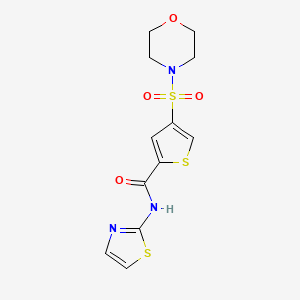 molecular formula C12H13N3O4S3 B5536100 4-(4-morpholinylsulfonyl)-N-1,3-thiazol-2-yl-2-thiophenecarboxamide 