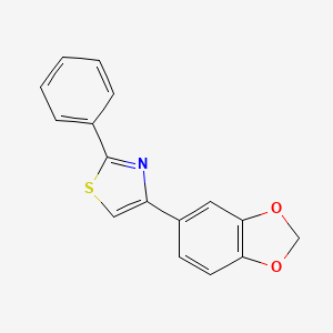 molecular formula C16H11NO2S B5536163 4-(1,3-苯并二氧杂环-5-基)-2-苯基-1,3-噻唑 