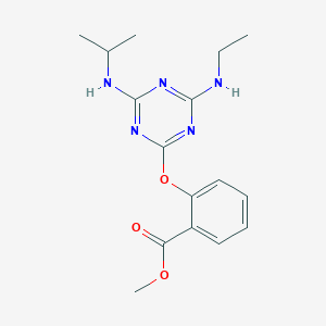 molecular formula C16H21N5O3 B5536168 2-甲氧基-1,3,5-三嗪-4(乙氨基)-6(异丙氨基)苯甲酸酯 