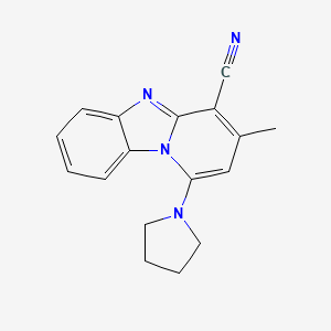 molecular formula C17H16N4 B5536178 3-methyl-1-(1-pyrrolidinyl)pyrido[1,2-a]benzimidazole-4-carbonitrile 