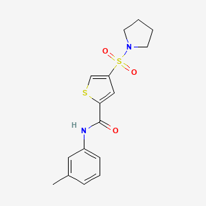 molecular formula C16H18N2O3S2 B5536204 N-(3-methylphenyl)-4-(1-pyrrolidinylsulfonyl)-2-thiophenecarboxamide 