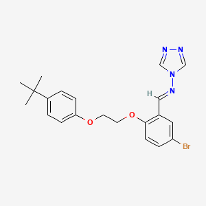 molecular formula C21H23BrN4O2 B5536217 N-{5-bromo-2-[2-(4-tert-butylphenoxy)ethoxy]benzylidene}-4H-1,2,4-triazol-4-amine 