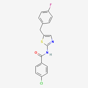 molecular formula C17H12ClFN2OS B5536228 4-氯-N-[5-(4-氟苄基)-1,3-噻唑-2-基]苯甲酰胺 