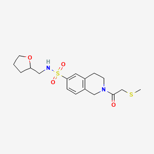 molecular formula C17H24N2O4S2 B5536326 2-[(methylthio)acetyl]-N-(tetrahydrofuran-2-ylmethyl)-1,2,3,4-tetrahydroisoquinoline-6-sulfonamide 