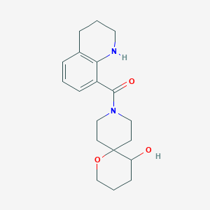 molecular formula C19H26N2O3 B5536355 9-(1,2,3,4-tetrahydro-8-quinolinylcarbonyl)-1-oxa-9-azaspiro[5.5]undecan-5-ol 