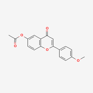 molecular formula C18H14O5 B5536356 2-(4-甲氧基苯基)-4-氧代-4H-色烯-6-基乙酸酯 