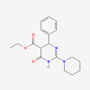 molecular formula C18H23N3O3 B5536364 4-氧代-6-苯基-2-(1-哌啶基)-1,4,5,6-四氢-5-嘧啶甲酸乙酯 