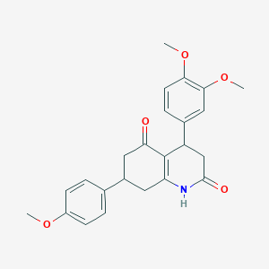 molecular formula C24H25NO5 B5536381 4-(3,4-dimethoxyphenyl)-7-(4-methoxyphenyl)-4,6,7,8-tetrahydro-2,5(1H,3H)-quinolinedione 