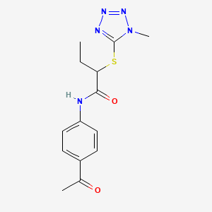 molecular formula C14H17N5O2S B5536382 N-(4-acetylphenyl)-2-[(1-methyl-1H-tetrazol-5-yl)thio]butanamide 