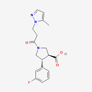 molecular formula C18H20FN3O3 B5536383 (3S*,4R*)-4-(3-fluorophenyl)-1-[3-(5-methyl-1H-pyrazol-1-yl)propanoyl]pyrrolidine-3-carboxylic acid 