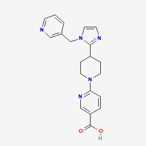 molecular formula C20H21N5O2 B5536399 6-{4-[1-(3-pyridinylmethyl)-1H-imidazol-2-yl]-1-piperidinyl}nicotinic acid 