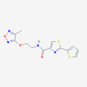molecular formula C13H12N4O3S2 B5536421 N-{2-[(4-methyl-1,2,5-oxadiazol-3-yl)oxy]ethyl}-2-(2-thienyl)-1,3-thiazole-4-carboxamide 