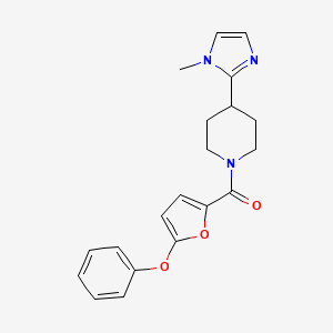 molecular formula C20H21N3O3 B5536428 4-(1-methyl-1H-imidazol-2-yl)-1-(5-phenoxy-2-furoyl)piperidine 
