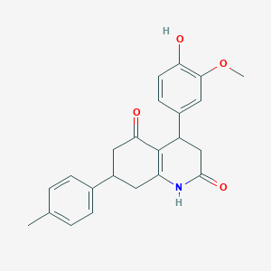 molecular formula C23H23NO4 B5536443 4-(4-hydroxy-3-methoxyphenyl)-7-(4-methylphenyl)-4,6,7,8-tetrahydro-2,5(1H,3H)-quinolinedione 