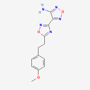 molecular formula C13H13N5O3 B5536510 4-{5-[2-(4-methoxyphenyl)ethyl]-1,2,4-oxadiazol-3-yl}-1,2,5-oxadiazol-3-amine 